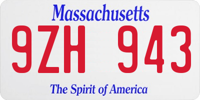 MA license plate 9ZH943