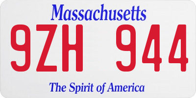 MA license plate 9ZH944