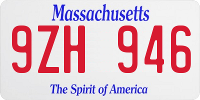 MA license plate 9ZH946