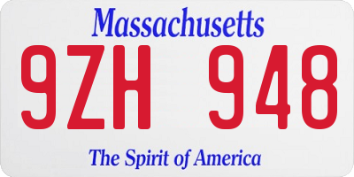 MA license plate 9ZH948