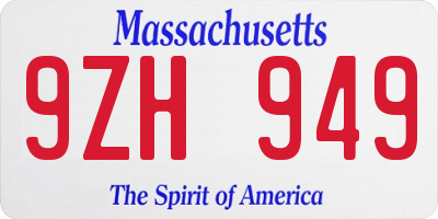 MA license plate 9ZH949