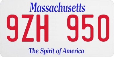 MA license plate 9ZH950