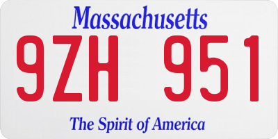 MA license plate 9ZH951