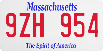 MA license plate 9ZH954