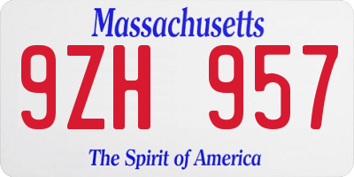 MA license plate 9ZH957