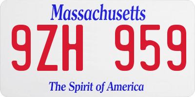 MA license plate 9ZH959