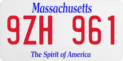 MA license plate 9ZH961