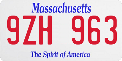 MA license plate 9ZH963