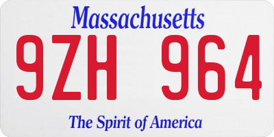 MA license plate 9ZH964