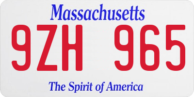 MA license plate 9ZH965