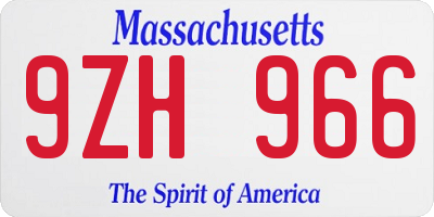 MA license plate 9ZH966