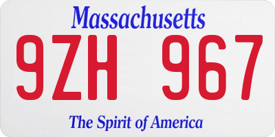 MA license plate 9ZH967