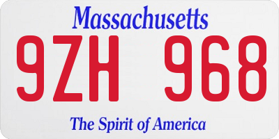 MA license plate 9ZH968