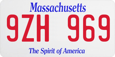 MA license plate 9ZH969