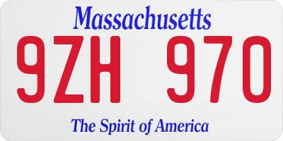 MA license plate 9ZH970