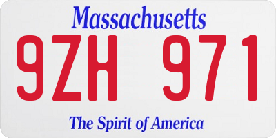 MA license plate 9ZH971