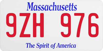 MA license plate 9ZH976