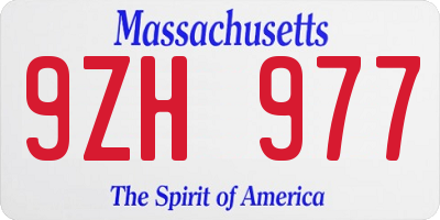 MA license plate 9ZH977