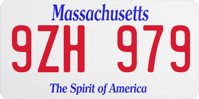 MA license plate 9ZH979