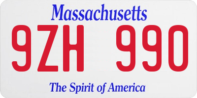 MA license plate 9ZH990