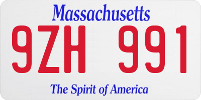MA license plate 9ZH991
