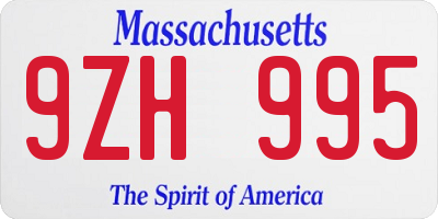 MA license plate 9ZH995