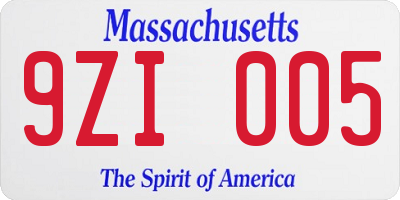 MA license plate 9ZI005