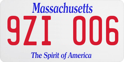 MA license plate 9ZI006