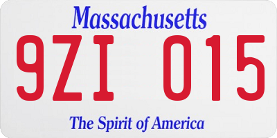 MA license plate 9ZI015