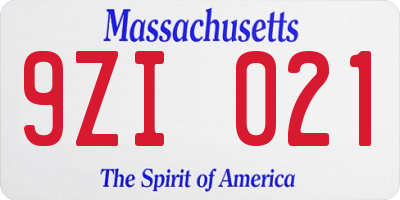 MA license plate 9ZI021