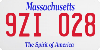 MA license plate 9ZI028