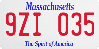 MA license plate 9ZI035