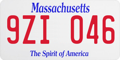 MA license plate 9ZI046