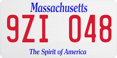 MA license plate 9ZI048