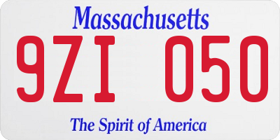 MA license plate 9ZI050