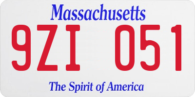 MA license plate 9ZI051
