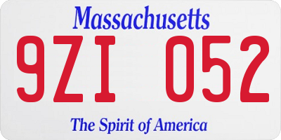 MA license plate 9ZI052