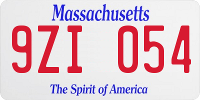 MA license plate 9ZI054