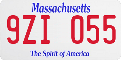 MA license plate 9ZI055