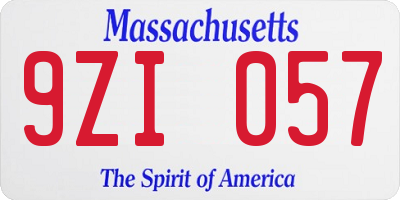 MA license plate 9ZI057
