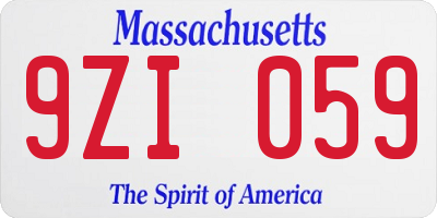 MA license plate 9ZI059