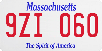 MA license plate 9ZI060