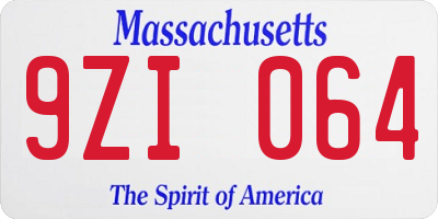 MA license plate 9ZI064