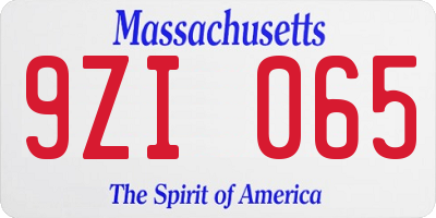 MA license plate 9ZI065