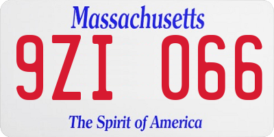 MA license plate 9ZI066