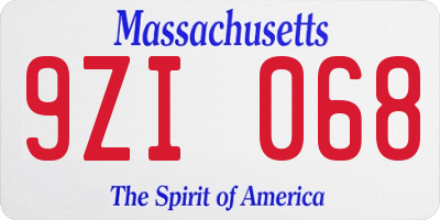 MA license plate 9ZI068