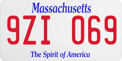MA license plate 9ZI069