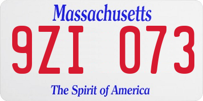 MA license plate 9ZI073