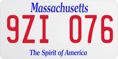 MA license plate 9ZI076