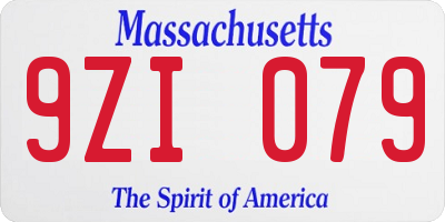 MA license plate 9ZI079